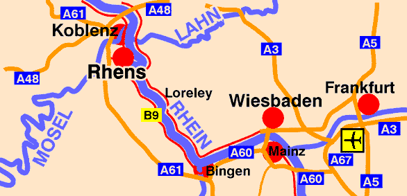 Lageplan Rhens Rhein - Map Rhine River Valley,  1998 Wilhelm Hermann, Oberwesel