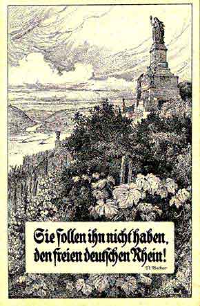 Alte Ansichtskarte vom Niederwalddenkmal, 1927 hergestellt. Loreley-Galerie, Oberwesel